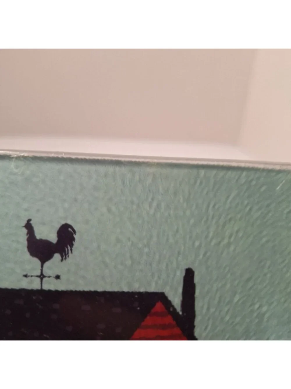 SQUARE TEMPERED TEXTURED GLASS CUTTING BOARD ROOSTER BARN NON-SLIP SILICONE FEET